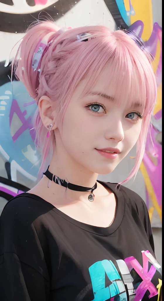 NY, (gradient hair, dutch angle:1.3), film grain, chromatic aberration, city, masterpiece, best quality, raw photo, photorealistic, absurdres, 1girl, cute, perspective, cowboy shot, highres, ultra detailed, detailed eyes and face, sharp pupils, realistic pupils, sharp focus, summer, night,