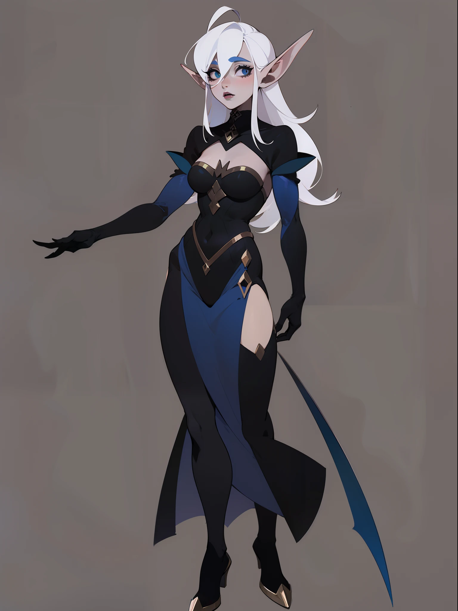 character concept adopt, female elf, (albinism),  (((gothic))), fullbody