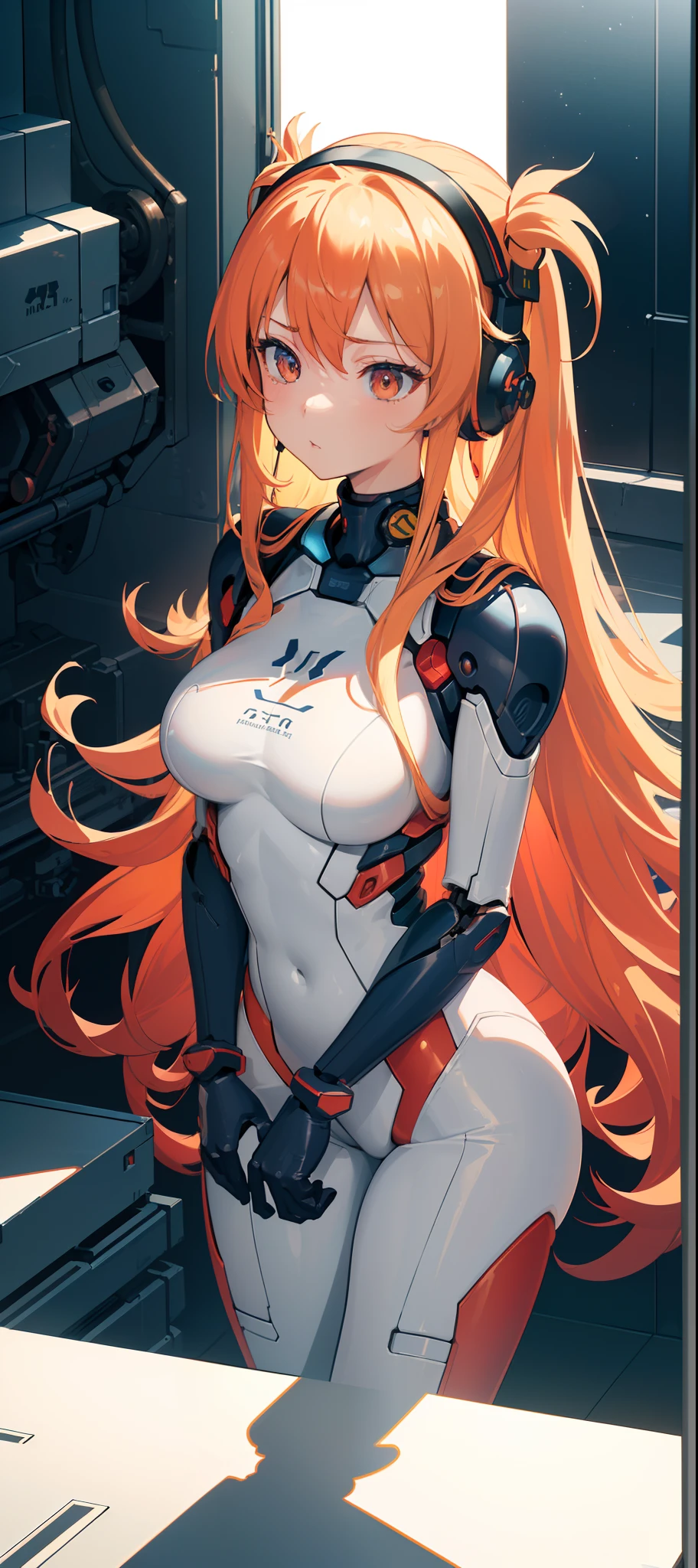 (masterpiece:1.2, best quality), (extremely detailed CG unity 8k wallpaper, masterpiece, best quality, ultra-detailed, best shadow), (finely detailed beautiful eyes: 1.2), (1 girl), ((cyborg, high-tech)), (long crimson hair:1.2)