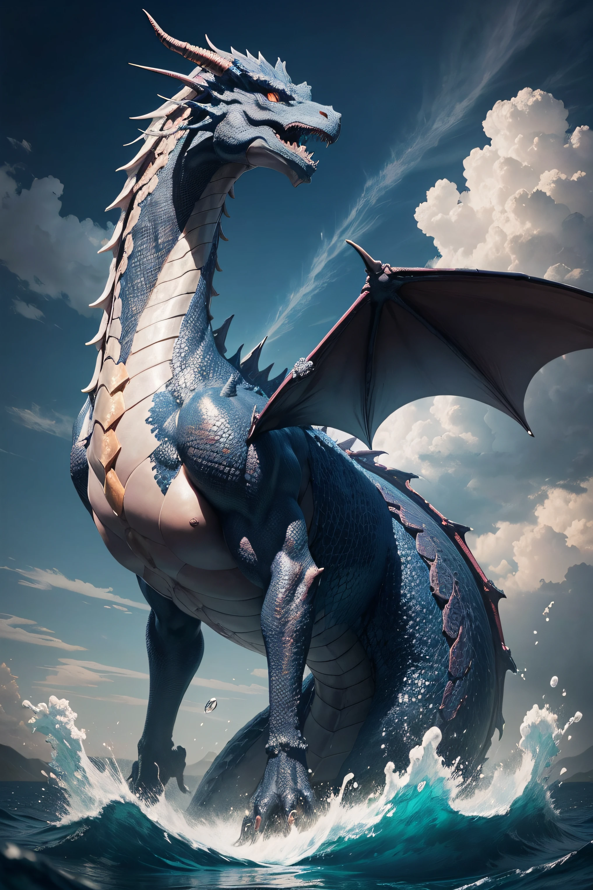 dramatic sky, DRAGON in water, Fast Motion Pearl lighting, 100mm Cubist --aspect 7:4 --s 750 --v 5.2
waterline style