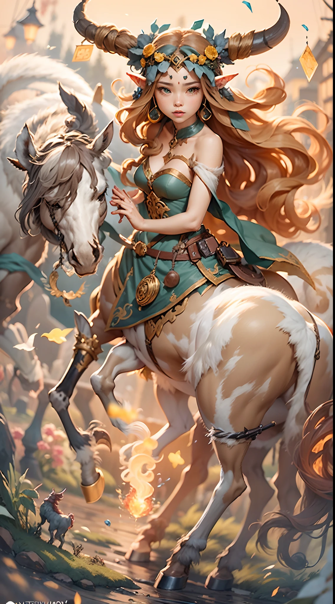 In the beautiful illustration of this super-grand scene，The ultra-distant lens shows us（Over eight separate and distinctive centaur characters：9.9），They all have their own characteristics，Vivid and interesting。Radiant from the heavens（Angelic centaurs：6.6），To nightmarish is（Centaurs surrounded by flames：6.6）、And then to the wind dancing in the air（Fairy centaurs：6.6）、And thunder and lightning surrounding（One-horned centaur：6.6），and shining metallic ones（Mechanical style centaur：6.6）、And then（A centaur with colorful dragon scales covering the whole body：6.6）The power is powerful、Elegant and agile（Elf centaur's slenderness：6.6）Gracefully wears a flower crown、Enchanting and charming（Tiflin centaurs：6.6）、Have the indescribable（Raised sexy：6.6）'s（Succubus centaurs：6.6）。Each character has their own unique charms and abilities。The illustration uses advanced artistic techniques and tools，（Use nesting、woven、stitching、ssee-through、arrange、grouping、Storyboards and other methods，Divide the scene into sections by geometric arrangement：9.9），Each section corresponds to a centaur character，This makes more efficient use of space。Through Midjourney's advanced brush tools、Color palette、Material packs and model packs、Texture tools，For each centaur, beautiful props are designed to increase racial characteristics、Clothing and physical features，（Enhances the character's personality and visual appeal：2.5），The scenery in the illustrations is stunning，There are changing skies、rainbowing、extreme light、Stars and Moon。Incorporating iconic landmarks such as Mount Everest，and fireworks、tranquil lake、Natural and urban elements of waves and neon lights，Creates a magical atmosphere，The centaurs display their unique abilities and equipment in a variety of environments，This is true even in extreme alien landscapes。（Use Midjourney's tools、Material packs、Texture tools、The color palette makes depicting details vivid and realistic：9.9），From complex hairstyles and as well as different racial traits、Body、Ap
