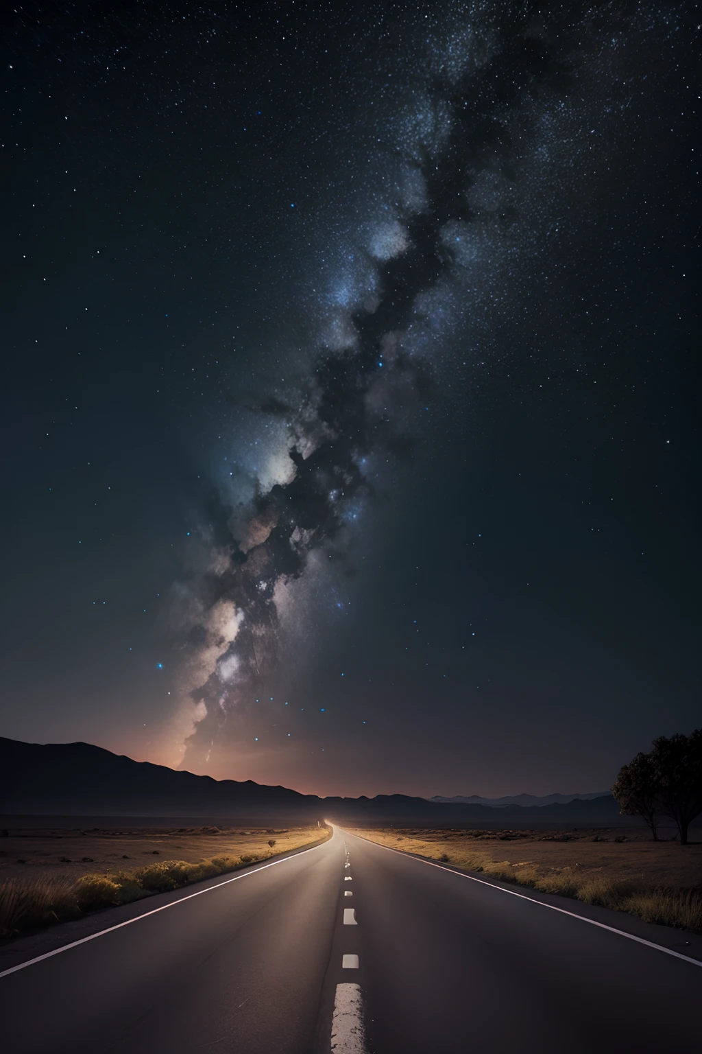 Pitch black night,The sky is full of stars,A bumpy and long road