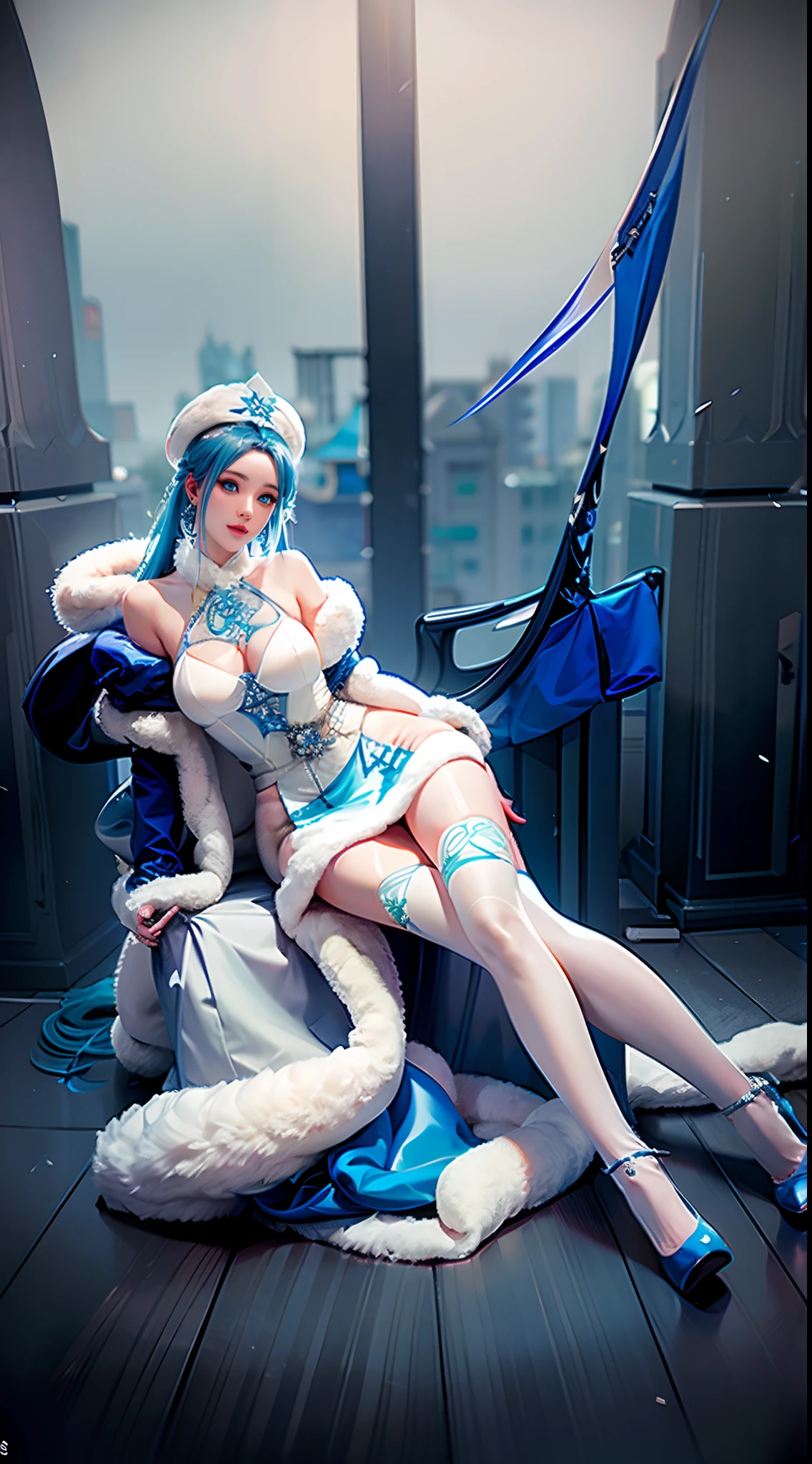 WZJBXZH,(((Blue long hair,Long hair,blue hairs,Exquisite facial features, Beautiful face, Erotic, Enchanting,Blue eyes,Charming, Alluring, Seductive, Long hair covers the body ))),((Masterpiece)),A high resolution, ((Best quality)),tmasterpiece,top-quality,best qualityer,((( looking at viewert, There is light in the eyes))),(((Light and shadow interlace,white skinned,laughingly,self-assured)))