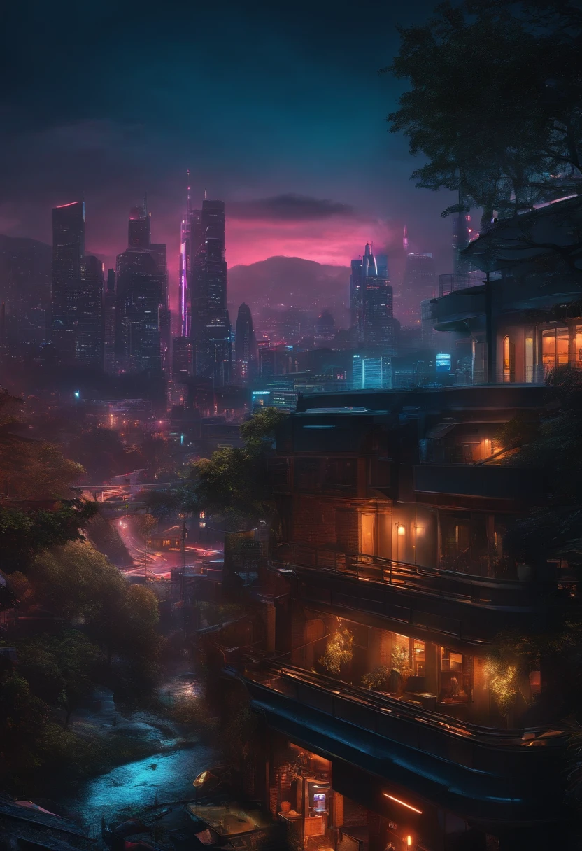 Cyberpunk night view