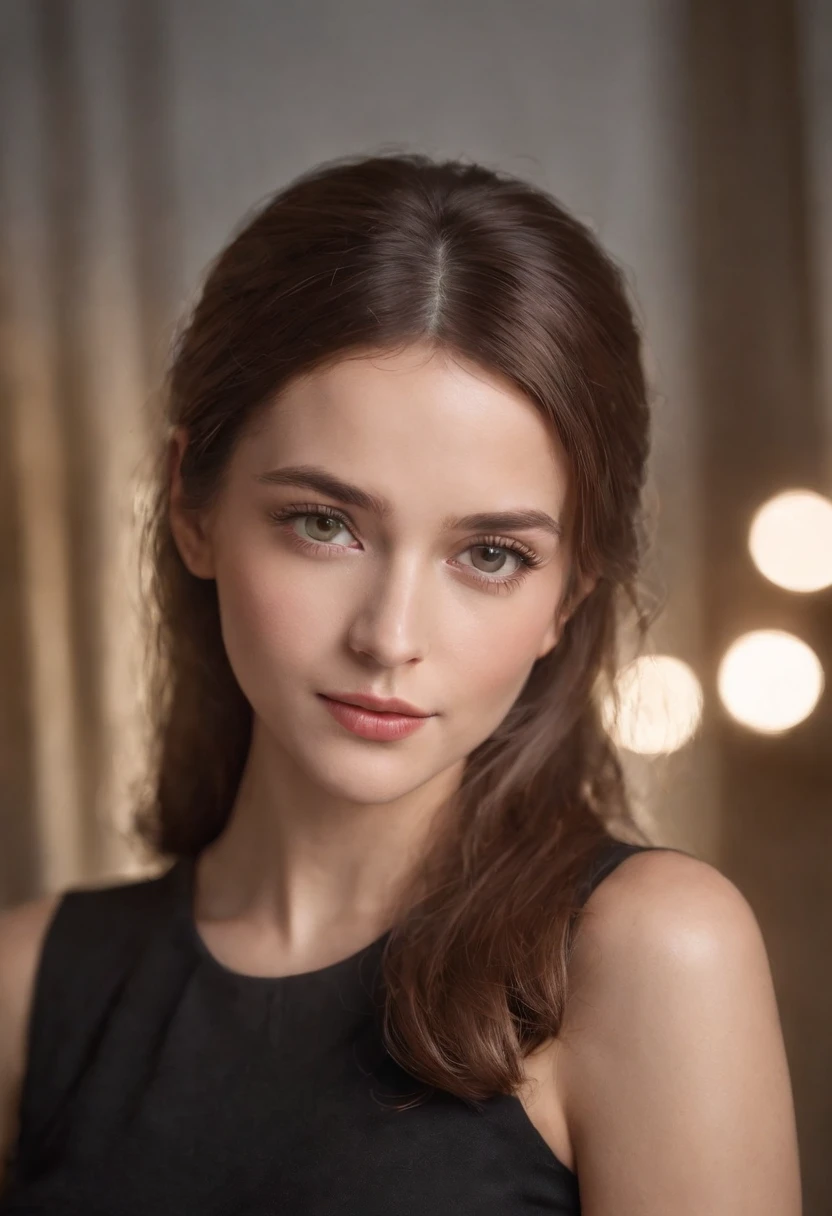 girl, lady, eye contact, face, very detailed facial features, facial expression, facial type, feminine, hair, portrait, good light, contour light, makeup, cosmetics, advertising. shot with Hasselblad X1D II with an 80mm f/1. 9 lens, set at f/2. 8, ISO 64, 1/180s