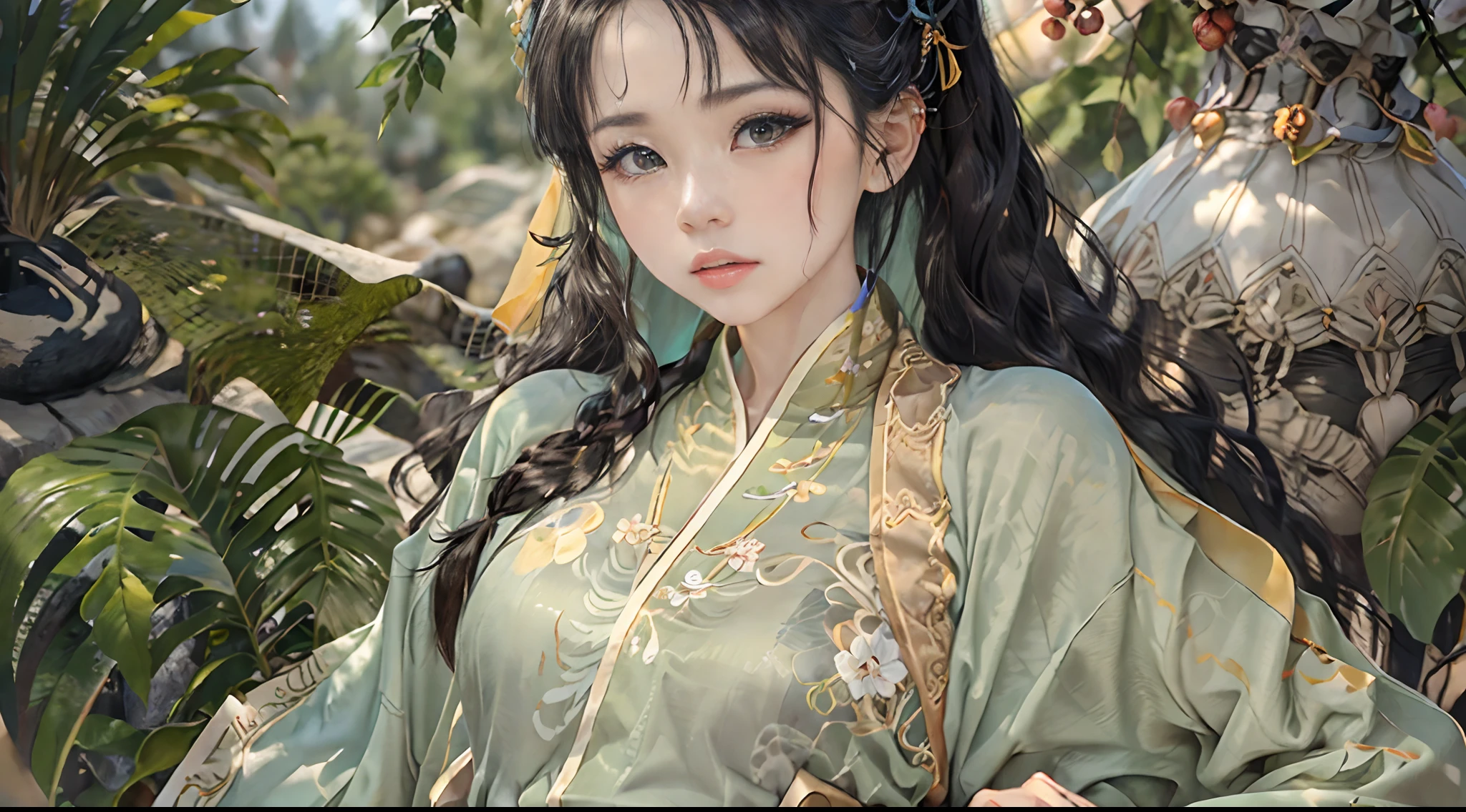 ((best qualtiy)), ((tmasterpiece)), (the detail:1.4), .。.。.3D, Ancient Chinese clothing, Kizi,Hand detail, Rural fields, Farming, Straw house,short- sleeved,ricefield,wildflowers,horse tailed,flatchest,Tools,Retro,decrepit,mont,Mist,suns,hdr(HighDynamicRange),Ray traching,NVIDIA RTX,Hyper-Resolution,Unreal 5,Subsurface scattering、PBR Texture、post-proces、Anisotropy Filtering、depth of fields、maximum definition and sharpness、Many-Layer Textures、Albedo e mapas Speculares、Surface coloring、Accurate simulation of light-material interactions、perfectly proportions、rendering by octane、Two-colored light、largeaperture、Low ISO、White balance、the rule of thirds、8K raw data、scalper,bunny