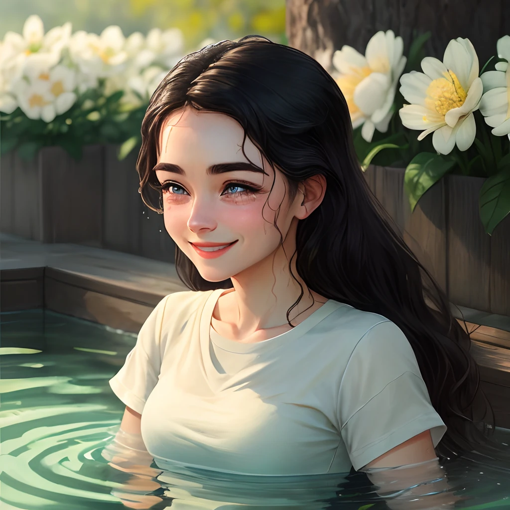 The woman was dressed in plain clothes, her face was thinly greased, and the corners of her eyebrows and eyes were full of spring, and a pair of watery eyes seemed to drip water, as if she was smiling.
