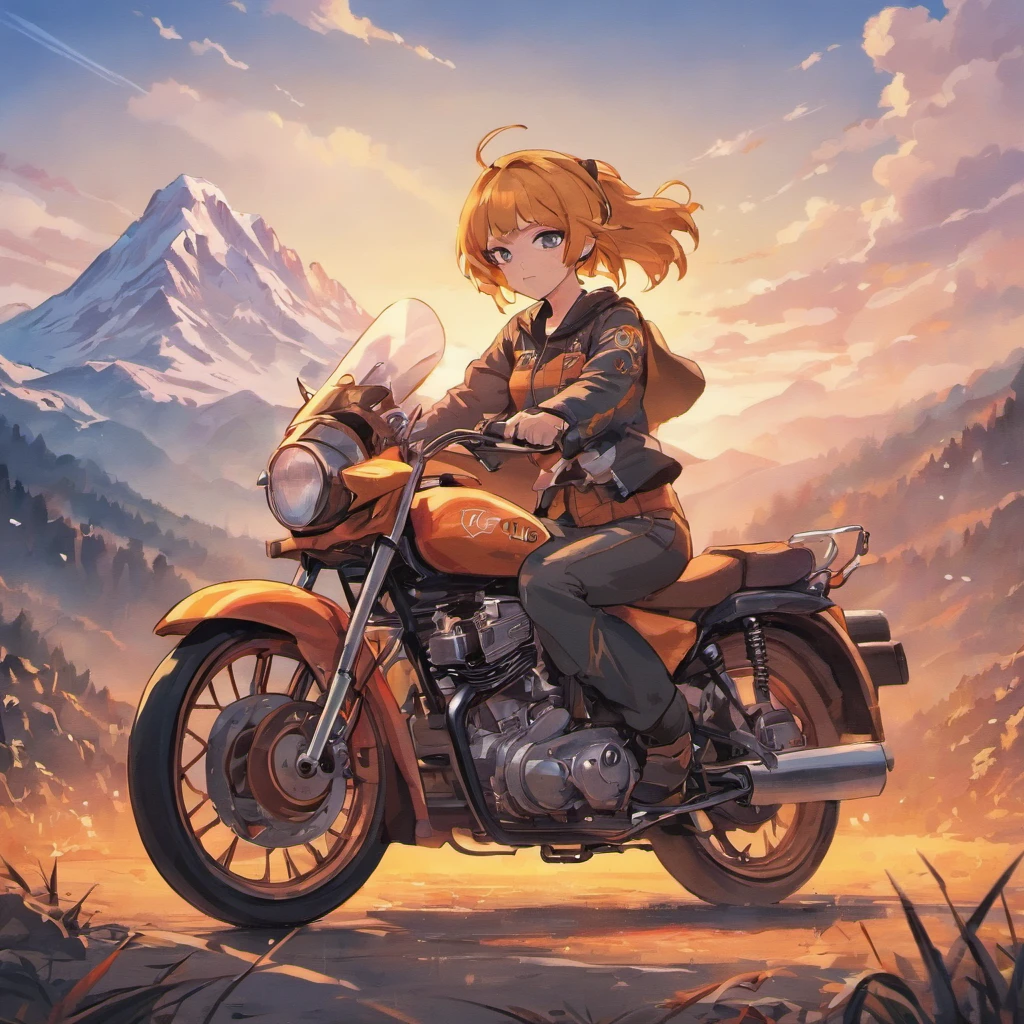 Make vector motorcycle adventure vintage logo design "Vitopna" with mountains, vintagestyle