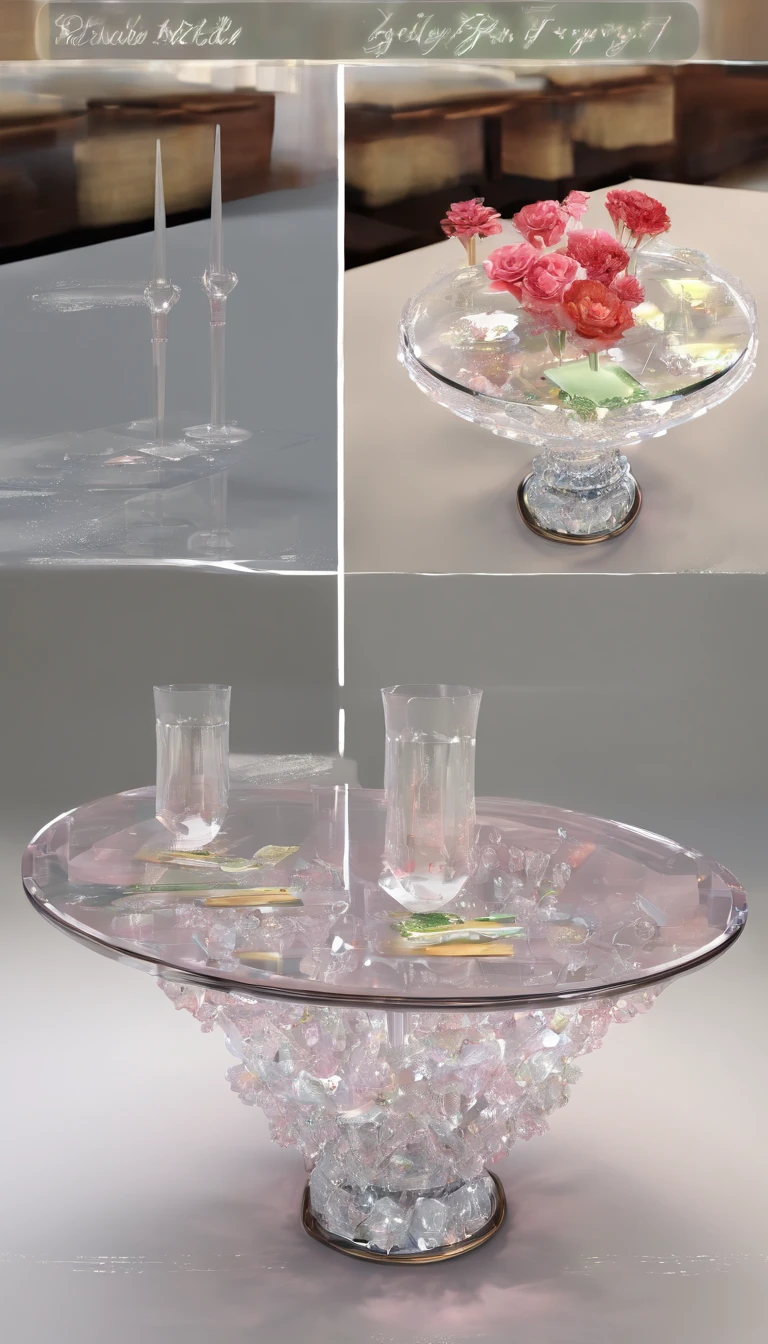 Crystal glass table