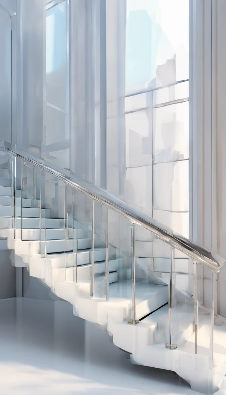 Crystal glass steps on white background