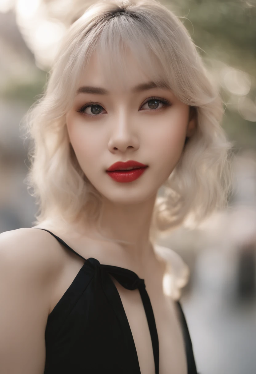 mix4,ulzzang -6500-v1.1, pureerosface_v1, 1girl in,beautiful vintage color, Instagram (Photorealistic, High resolution:1.4), ((Puffy eyes)), Looking at Viewer, Full body, (8K, Raw photo, Best Quality, masutepiece:1.2), (Realistic, Photorealsitic:1.37),(Sharp Focus:1.2), Professional Lighting, Photon mapping, Radio City, Physically-based rendering, (pale skin:1.2),NSFW, Small breasts,, Looking at Viewer, Middle hair, Portrait, Purple eyes, Wet clothes(sliver hair:1.1),Bangs, (Simple background:1.4), Solo, Upper body, White background,Realistic,(masutepiece:1.4),(Best Quality:1.4),(Shiny skin),makeup,Red lips,Smile(skinny,Closed mouth,Shy:1.3),Black shirt short sleeves,Black pencil short skirt,Black tight skirt,school unifrom