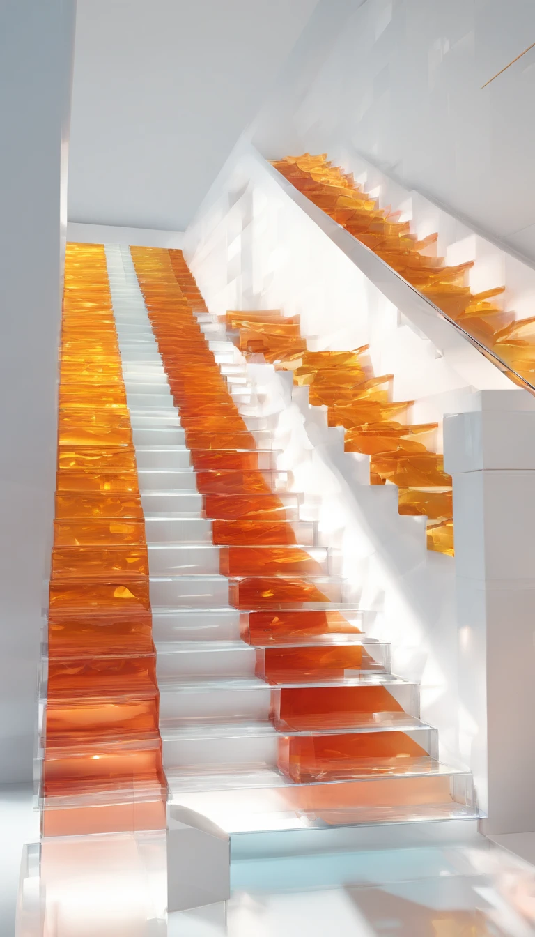 Crystal glass steps on white background