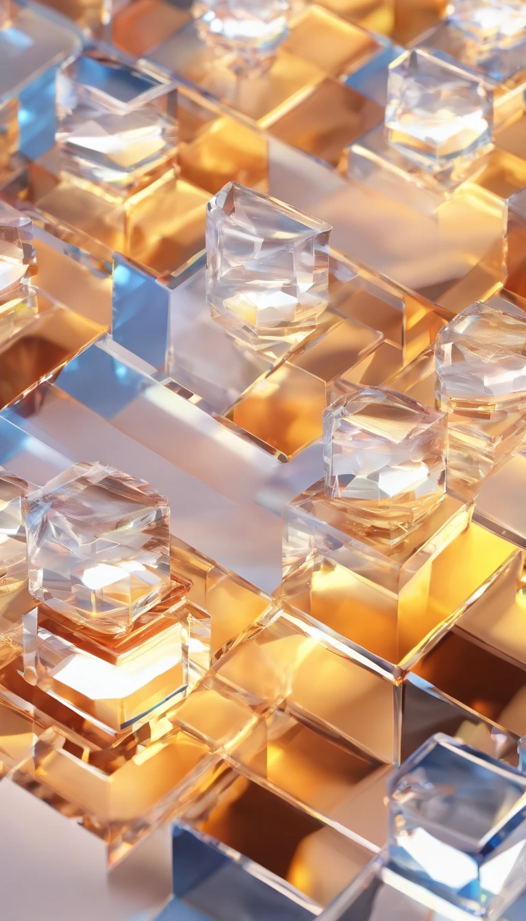 Crystal glass steps on white background