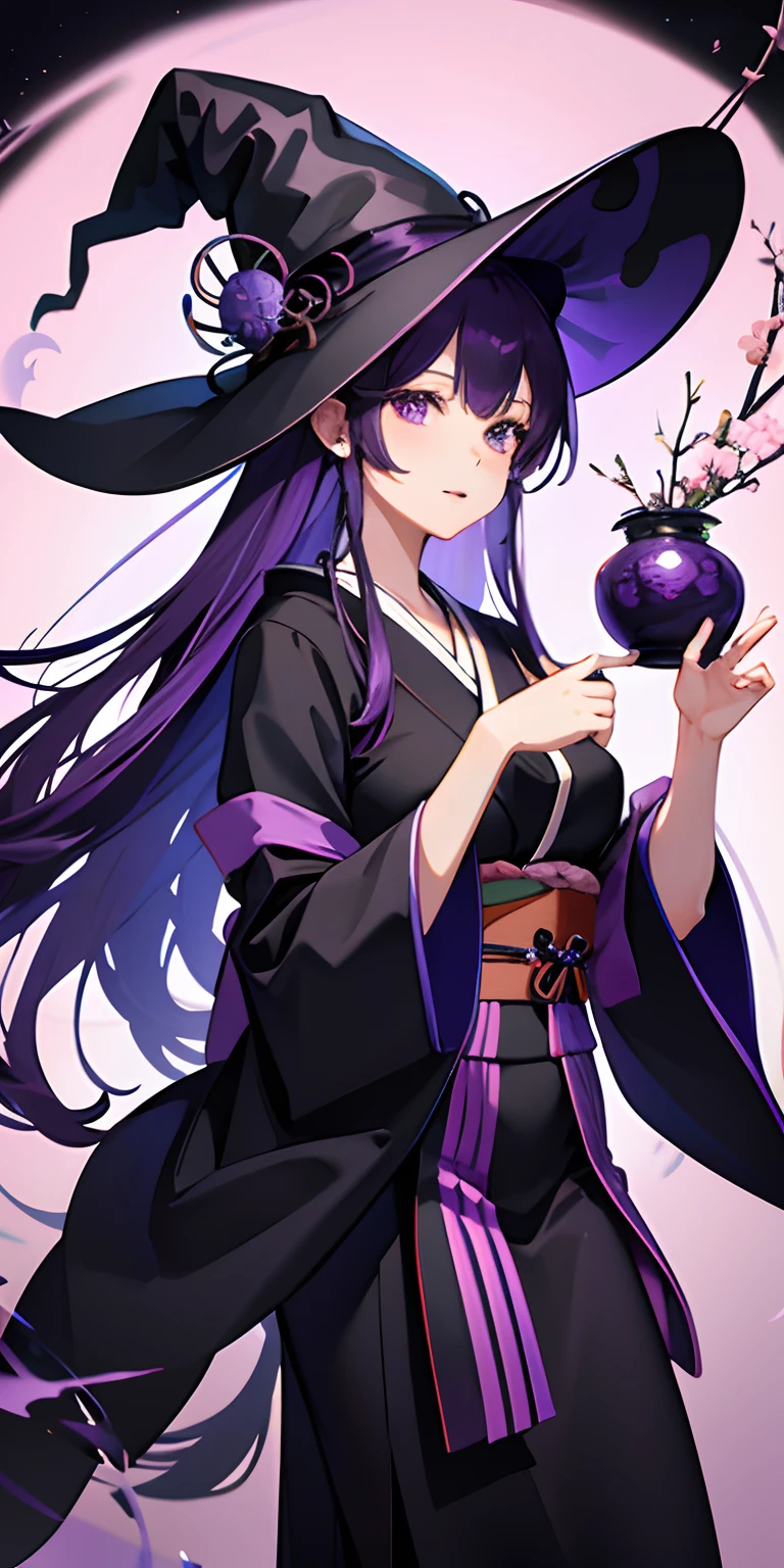 Japanese purple themed witch