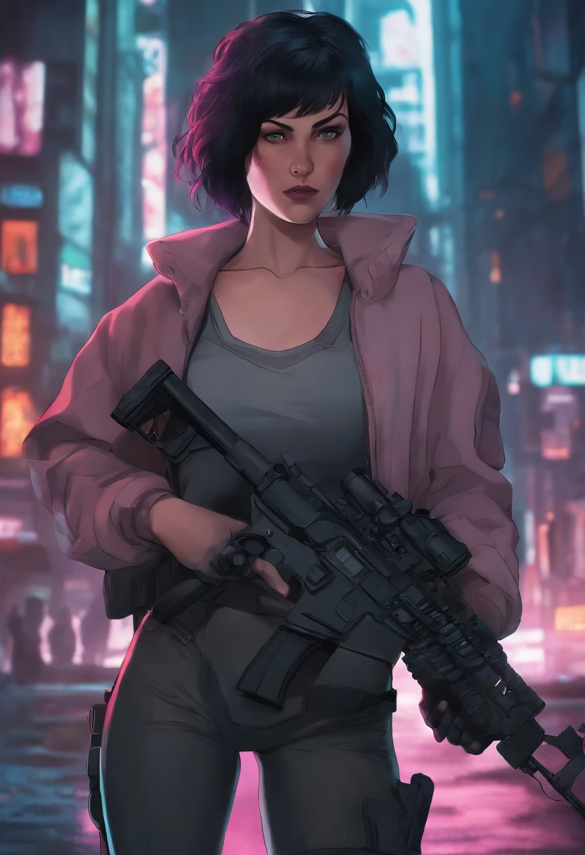 Ghost in the Shell,bontage,Cute,teens girl,machine guns,