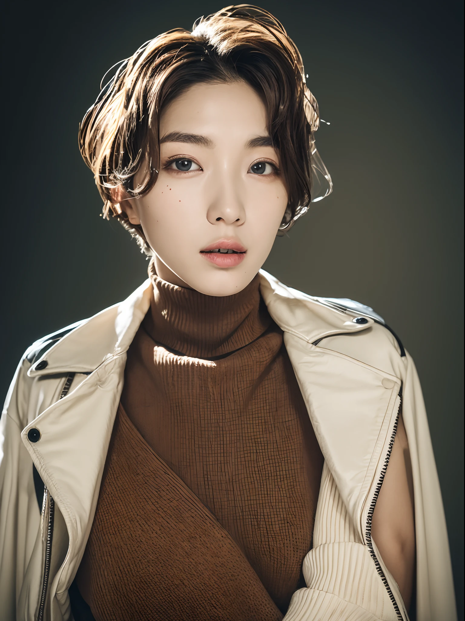 top-quality:1.3、​masterpiece、hight resolution、［1 girl in］、｛独奏｝、Raw photo、Real person、mascara, ,(Textured skin, Skin pores:1.1), (Mole:0.8), (Imperfect skin:1.1) intricate detailes, face perfect, (hitornfreckles:0.9), ((Photorealsitic):1.1), (Unripe, 8K:1.2)、Detailed skin、japanes、catchlight、piercings、a necklace、white walls、White Room