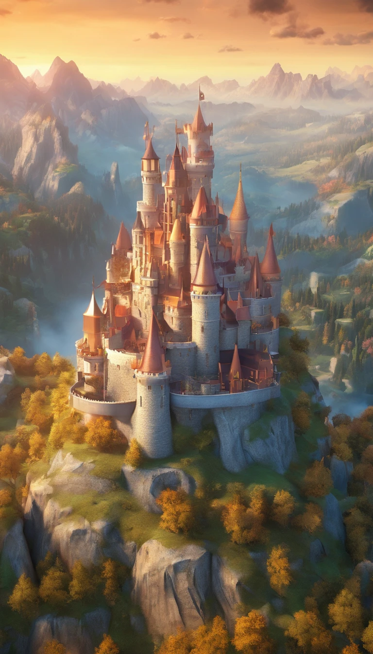 Castles in the sky Mountains floating in the sky are modern structures surrounded by clouds