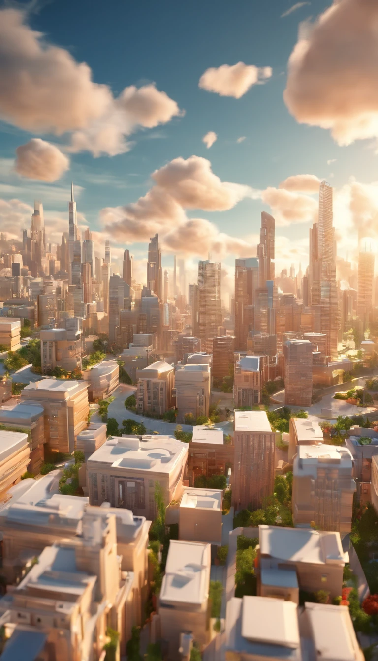 Cities in the sky Floating in the sky Modern buildings surrounded by clouds