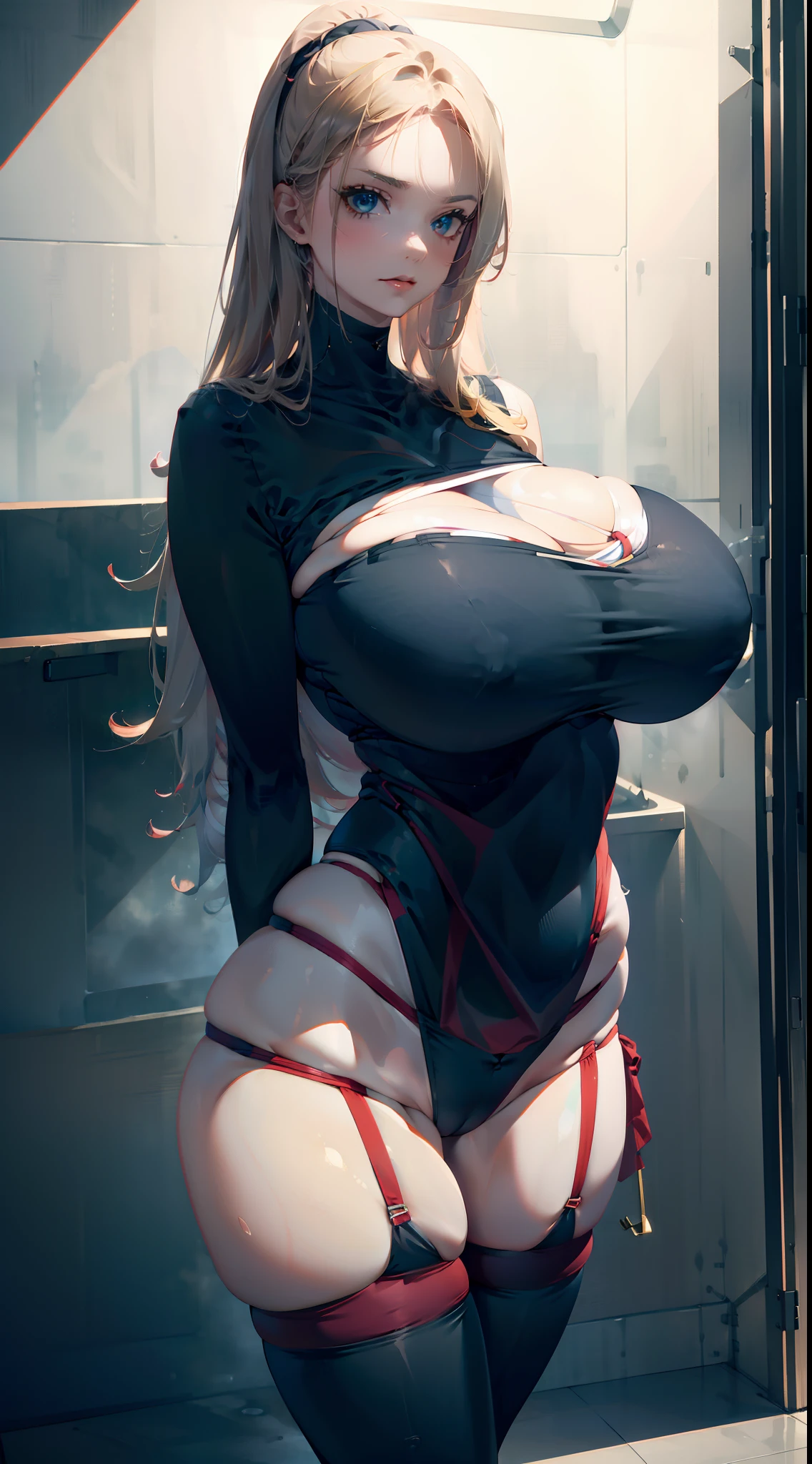 Best quality, (Photorealistic:1.2), Hyper-Resolution, Three women,long whitr hair,long leges,Ultra-realistic 8K CG,Flawless face,flawless perfection,full bodyesbian,latex bodysuit,huge tit,Huge breasts,A sagging breast,long leges,Slim,being thin,tightsuit,underboobs,Swollen breasts,crisp breasts,Lactation,Green at the top,Pants red,,revealing breasts,exposing your navel,Slim,Long legs,Big breasts Thin waist,Thin leg,thighs thin,There are gaps at the base of the thighs,Wear high heels,In breast bondage, Her breasts were tied