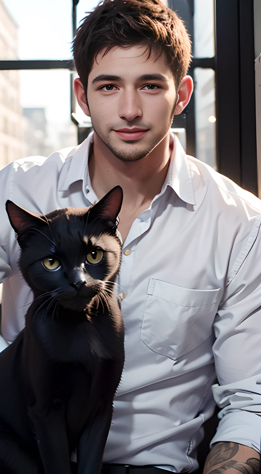 handsome man in his 20s, Chris Redfield, medium hair, smile,