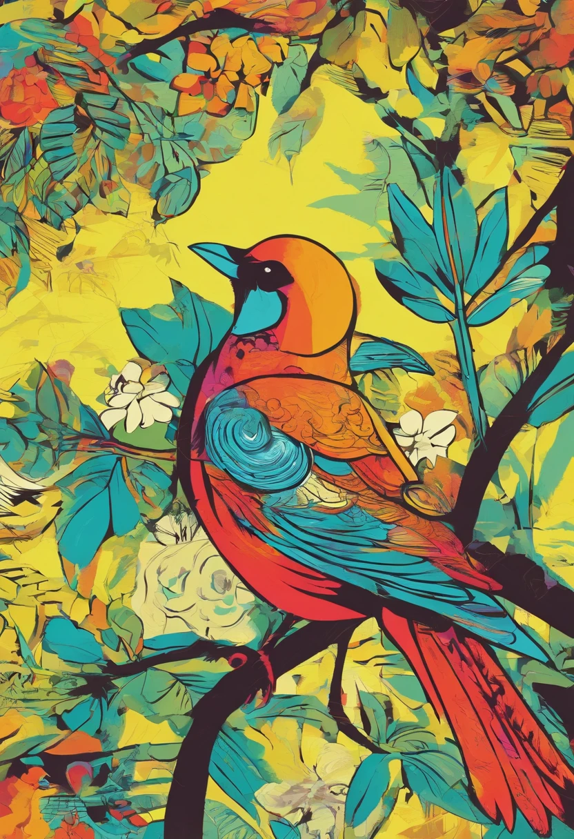 A bird on top of a branch of an exotic tree, Leave that swing, cores, detalhes, cidade, ambiente natureza
