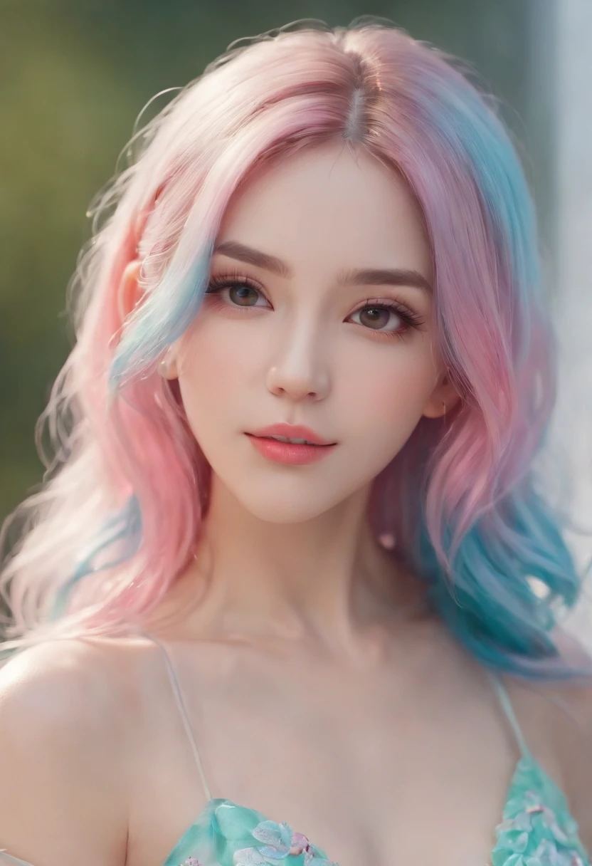 (focus detailed mouth), (teeth), (ear) ,anime girl with colorful hair and a colorful dress, rossdraws pastel vibrant, rossdraws cartoon vibrant, anime style 4 k, beautiful anime portrait, artgerm colorful!!!, ! dream artgerm, beautiful anime girl, anime styled digital art, anime art wallpaper 4k, anime art wallpaper 4 k, digital anime art, extremely detailed artgerm