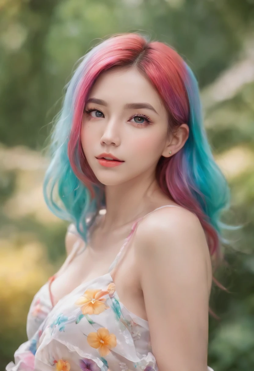 (focus detailed mouth), (teeth), (ear) ,anime girl with colorful hair and a colorful dress, rossdraws pastel vibrant, rossdraws cartoon vibrant, anime style 4 k, beautiful anime portrait, artgerm colorful!!!, ! dream artgerm, beautiful anime girl, anime styled digital art, anime art wallpaper 4k, anime art wallpaper 4 k, digital anime art, extremely detailed artgerm
