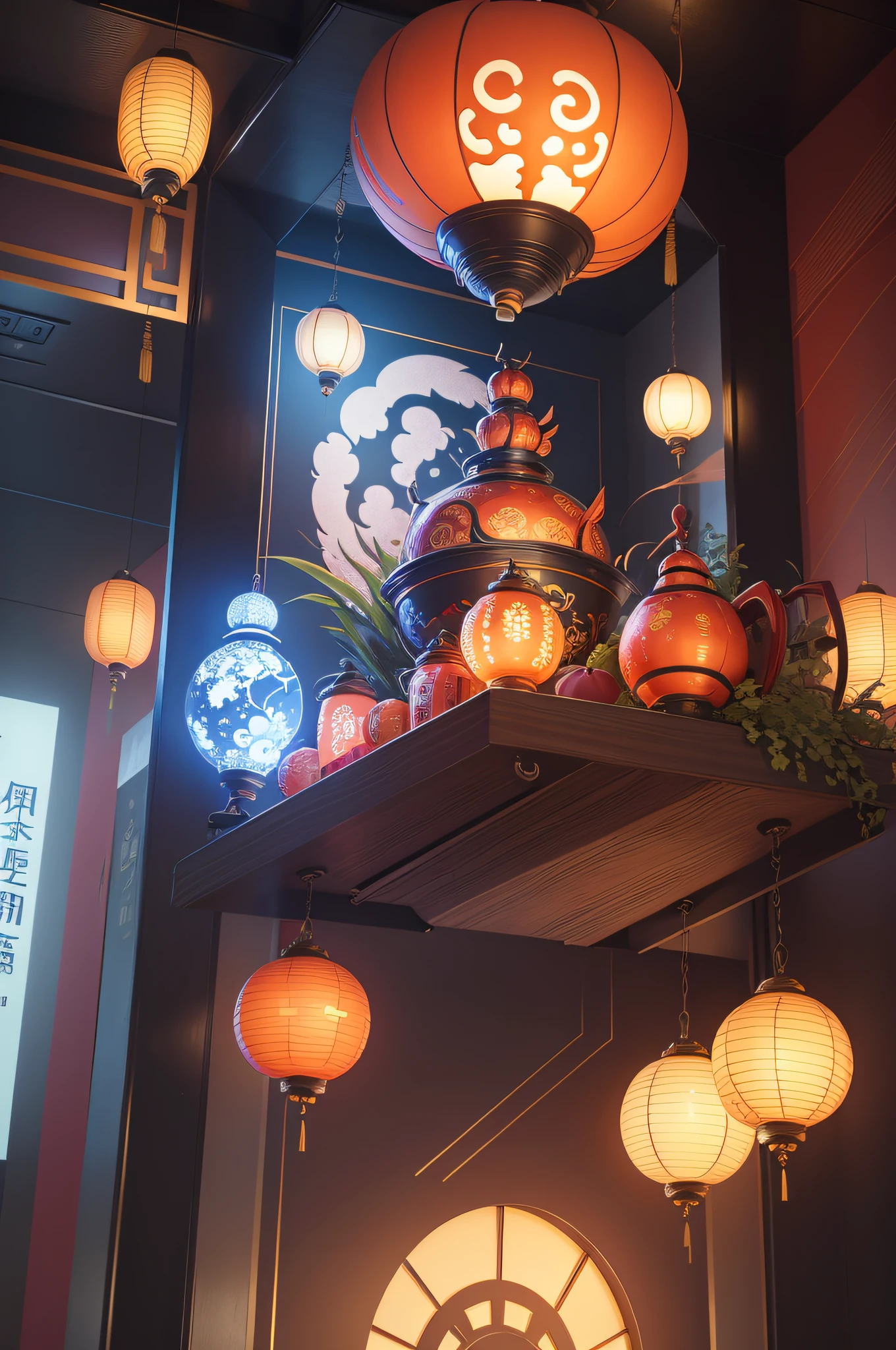 futuristic high quality,Chinese Mid-Autumn Festival elements, national day, China,