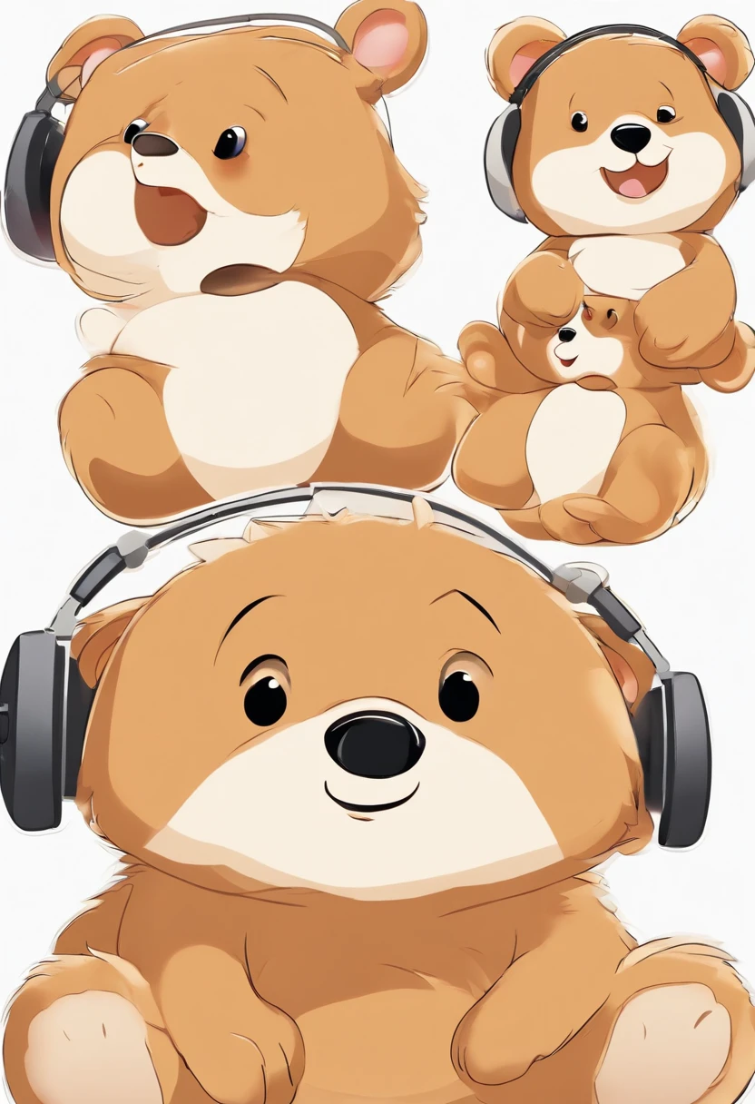 Little Bear Wearing Earphones,face close-up,expression close-up, full body
Little Bear Wearing Earphones expressions and movements
exaggerated movements, happy,angry, sad,Surprised,happy,etc., various emotions
white background,g version,
Sticker art design, ultra-high definition, 8k,nine-square layout --ar 3:4--niii 5