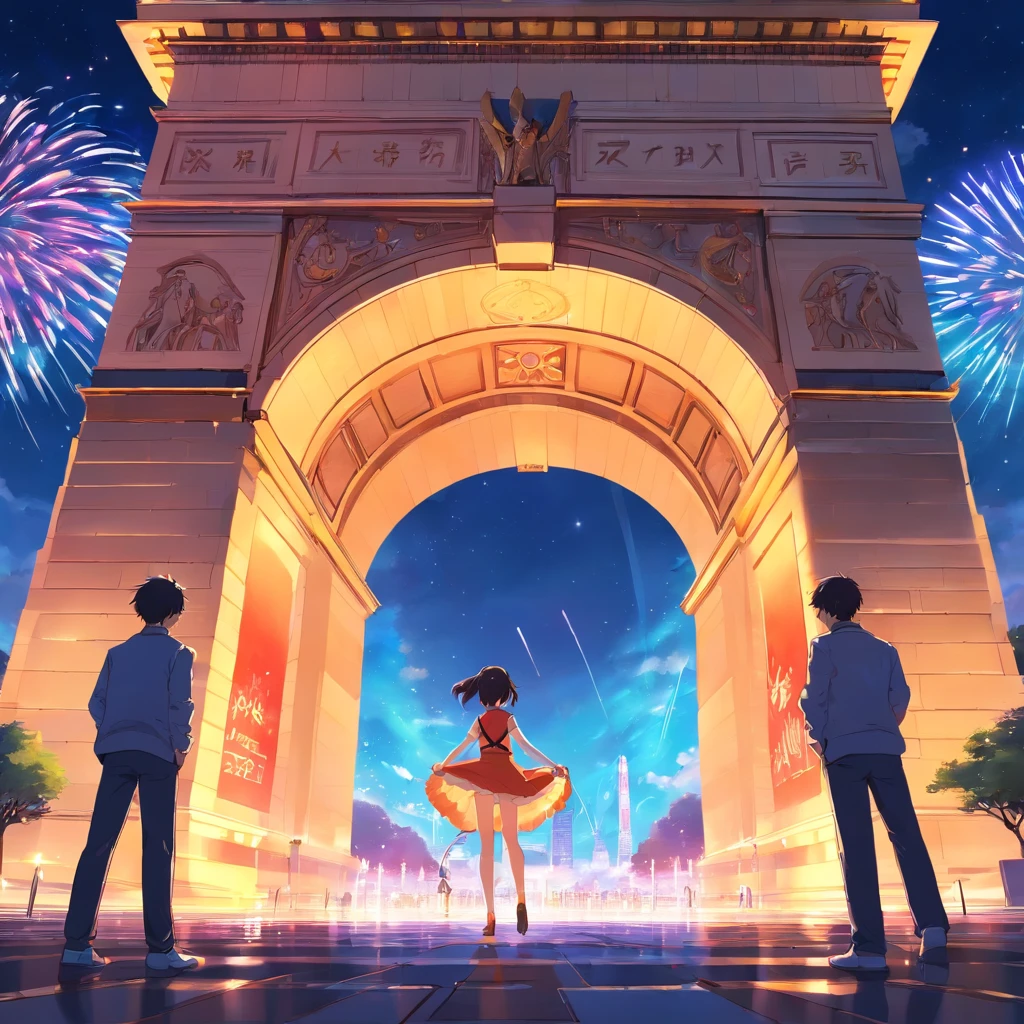 triumphal arch、Detailed illustration of the Arc de Triomphe、Arc de Triomphe of the New Year、Arc de Triomphe where festivals are held to celebrate the New Year、Arc de Triomphe in 2100、The illuminating Arc de Triomphe、
