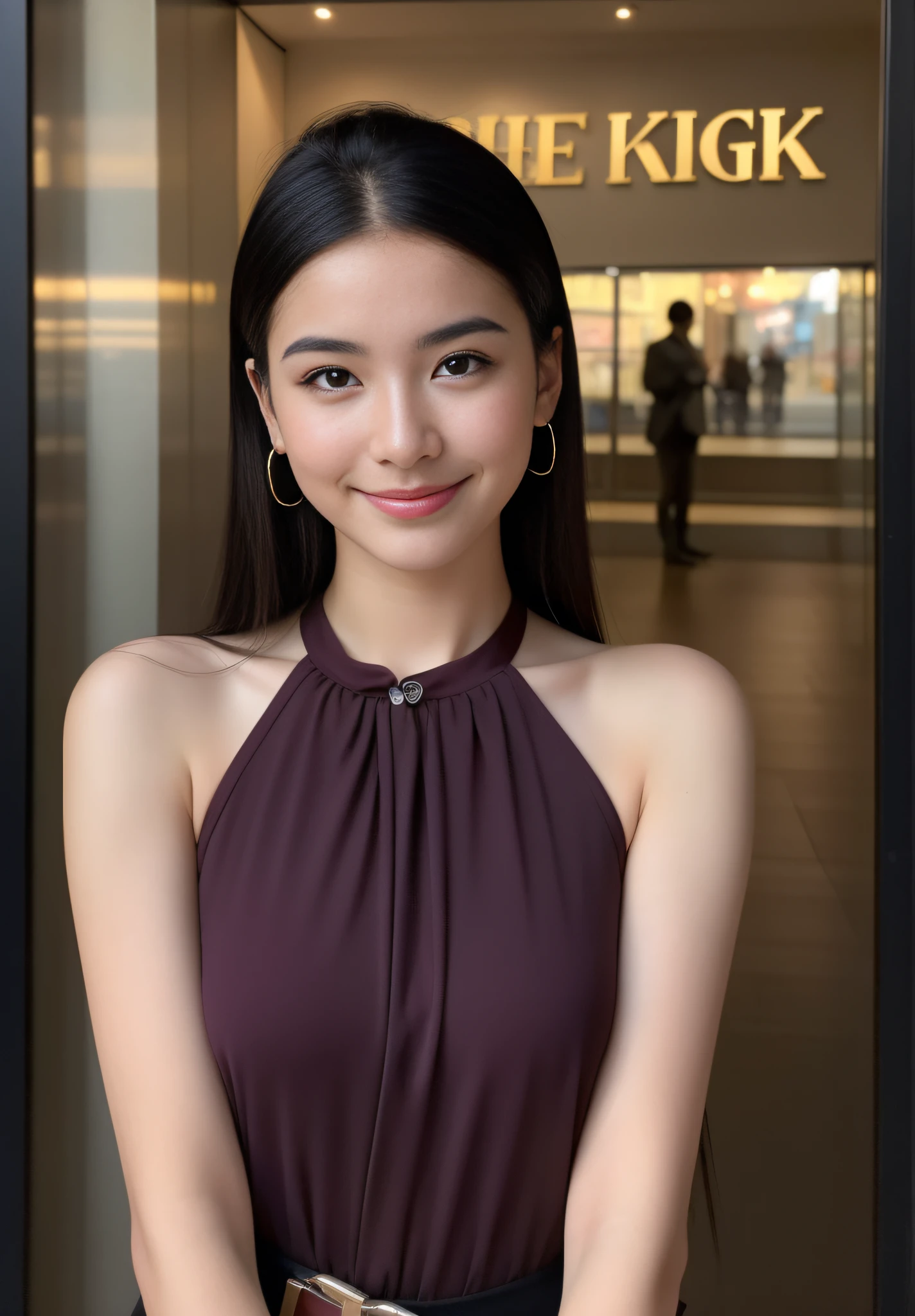 (best quality,4k,8k,highres,masterpiece:1.2),ultra-detailed,(realistic,photorealistic,photo-realistic:1.37),16 years old reporter, wearing an expensive feather coat, alluring smile, beautiful girl youthfulness, vibrant colors, professional lighting, detailed background, vintage style, focused expression, elegant pen, notebook with shorthand notes, confident posture, intriguing gaze, bustling city streets, dynamic composition