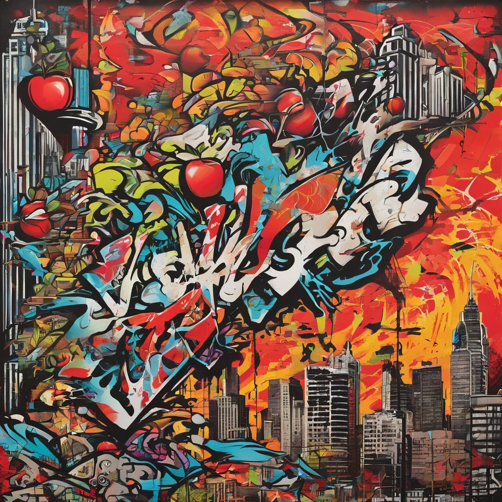 an apple, Left half {Fresh half} and the right half {Rotten Half}, 2 sides of the image, In the style of Todd MacFarlane, Mirror Worlds, Close-up intensity, Detailed comic book art, light gold and red, Large-scale impact on the canvas, Flawless line operation, Strong shading, Epic, Realistic depiction of light, 8K resolution, Mastery of chiaroscuro —AR 21:9 —from 1000
