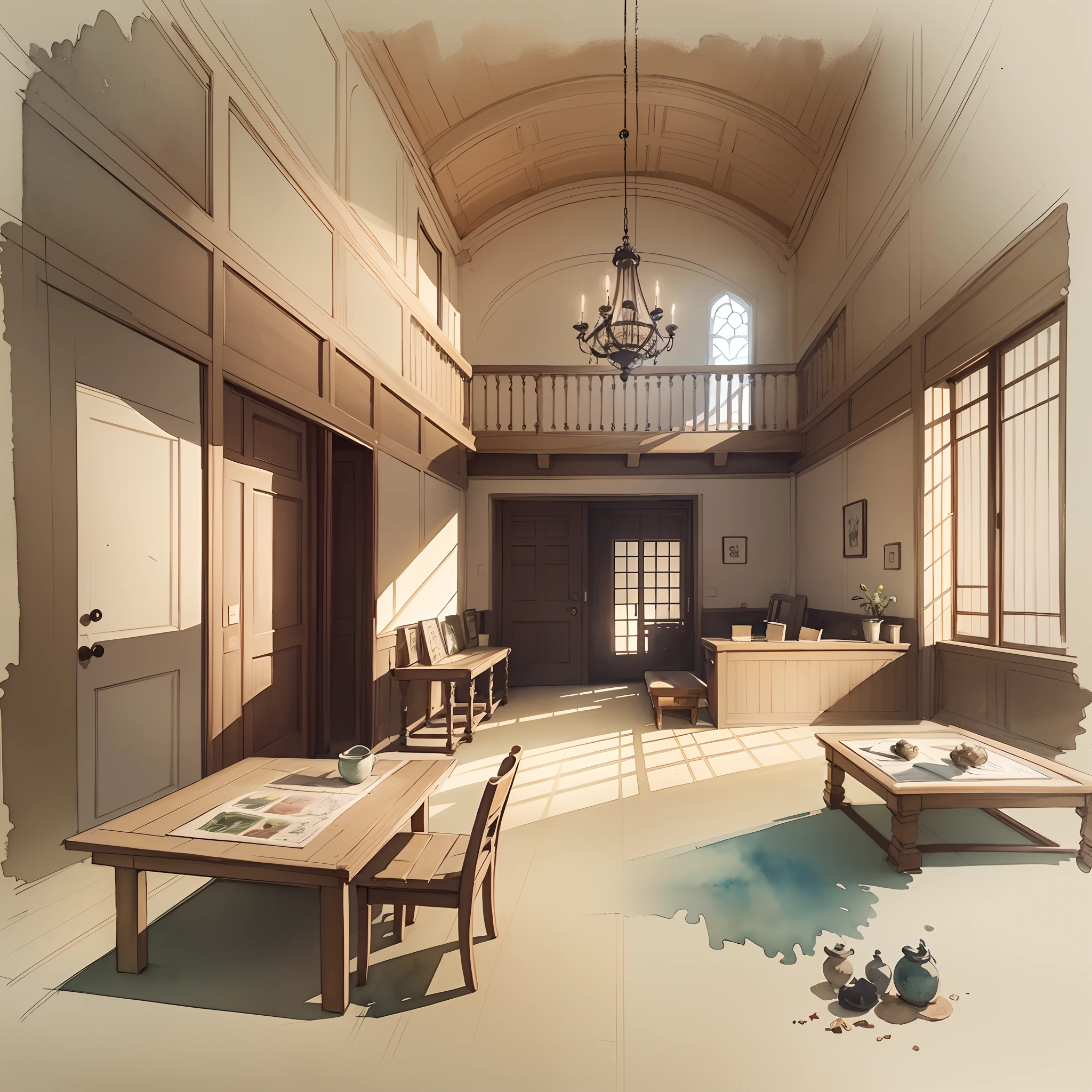 sketches of a fantasy room, sketch, flickr, conceptual art, colorful architectural drawing, architectural illustration, interior design details, visual development, interior design architecture, concept art h 800, watercolor illustration style, traditional japanese concept art, furniture design sheet, architecture drawing, design sheet,