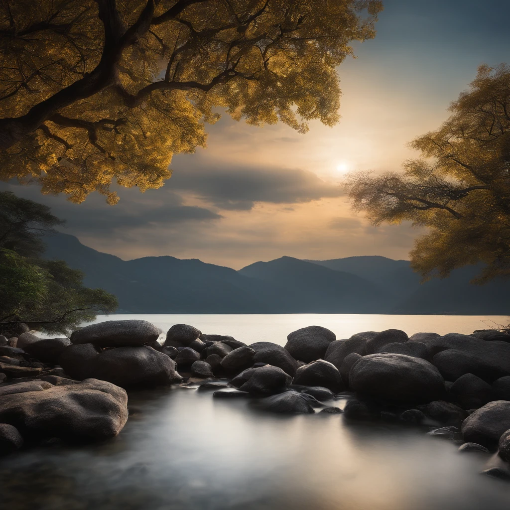Countryside view，Mid-Autumn Festival night，Full Moon Landscape，The sky is clear at night，Realistic landscape photography of cliff side on top of a rural hill，Professional high-quality nature digital photography，Broad field of view，country scenery，Bushes in the moonlight，Cliffside moonlight 1 white Phalaenopsis orchid，Clear and transparent lake water，Boulders，cobblestones，A majestic，Yamakawa，dead tree，falling leaf，Simple and beautiful，Minimalist，black andwhite+Cyan dark+Dull yellow tones，Beautiful skies，The vision is hazy，Nightmare vision，Dark fantasy plot，perfect compositions，hyper HD，8K分辨率，the detail，Rain trails，dampness，water stain，Ultra-wide-angle long-range shooting，Jack Guzman's environmental art photography，realisticlying，cinematic compositions，Volumetriclighting，vividness, A detailed, stunning skies, Colorful clouds float，true to life, Pubic area is clear, flawless perfection, Digital SLR, 16k, 1024, 2048, 4096, A detailed, Sharp, best qualtiy, high qulity, absurderes，unmanned background，The is very detailed、Detailed lighting shadows，Trends on ArtStation、iintricate、high detal、dramatics、Midjourney Art，hdr shot。（Faraway view，Super deep view，ultra-wide-angle，Microfocal length lens：1.2）（realisticlying：1.4）tmasterpiece、high high quality、Beautiful photography