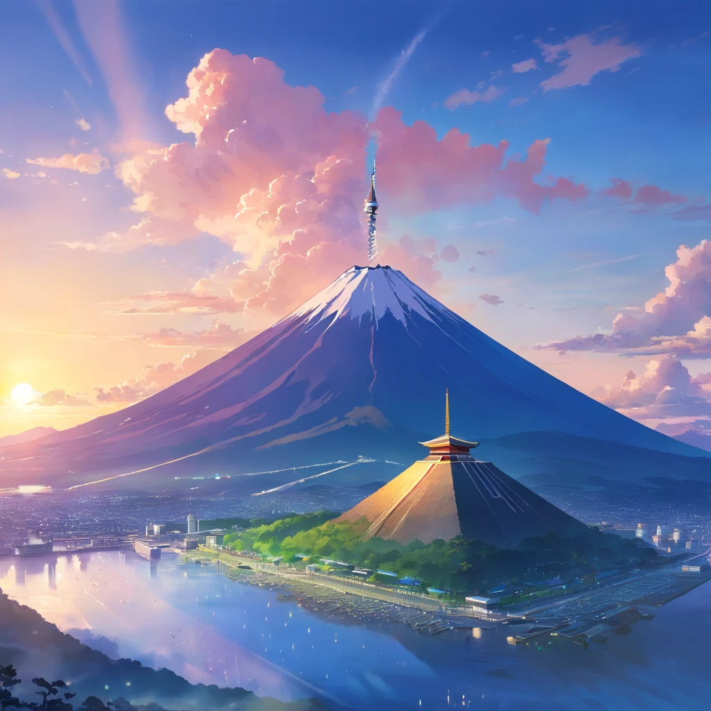 A landmark that combines Mt. Fuji and the pyramid、A landmark where the outer wall of the pyramid covers Mt. Fuji。A mountain that fused Mt. Fuji and a pyramid that existed in the Japan of Genesis、Golden pyramid、