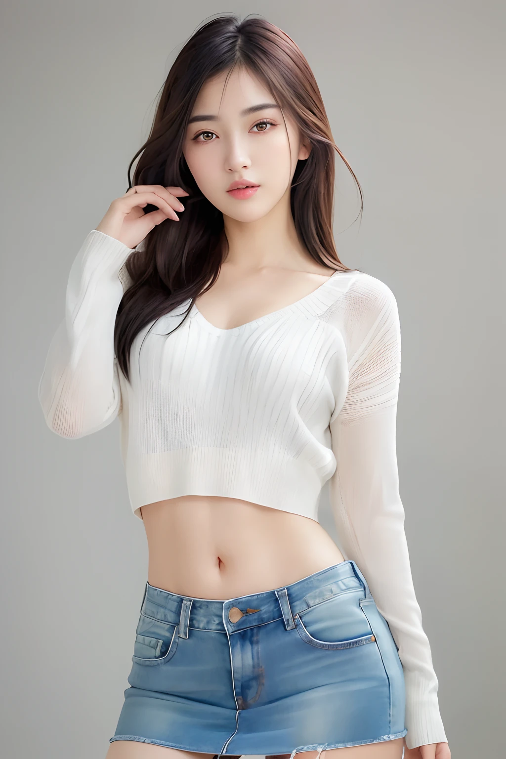 ((16K quality、highest quality、masterpiece、High resolutionであり、 real photos))、 (Super realistic、photorealistic)、(professional quality、High resolution)、(((long shot、full body portrait)))、((A beautiful office lady who lifts up her skirt and purposely shows her pantyhose))、((officeレディ、business ladies suits、white blouse、black mini skirt))、((薄いwhite blouse、black mini skirt))、(((Lift up the hem of her skirt with both hands to reveal her black pantyhose.:1.5)))、((office、office、desk))、((透け感の高いblack pantiesストッキング、Ultra-thin black pantyhose、black panties))、((Beautiful shiny brown hair、medium long hair、stick out ears))、(((beautiful brown hair)))、(((I&#39;m enchanted、open your mouth、I&#39;m exhausted)))、 (((ecstatic expression、A face full of pleasure、feel ecstasy、reach the climax、Eyebrows and outer corners of the eyes drop)))、embarrassing、choker、beautiful legs、black high heels、gorgeous jewelry、(Big eyes、very beautiful and modest makeup, Makeup is light,)、(Cute Japanese girl in her 20s)、perfect body、perfect hands、perfect hands指、detailed and beautiful lips、Clear, beautiful face and well-proportioned eyes、highly detailed eyes and face、well-groomed nose、thin eyebrows、(perfect eyes）、 (F cup breasts)、 border light、realistic light、Exposing the tummy、small navel、 (soft light, high quality, smooth and sharp, 10x pixelization, beautiful eyeshadow),（(NSFW))、detailed and beautiful lips , cute round face, plump thighs、emphasize the thighs、hairstyle with bangs、delicate body、slim、skin that reflects light、model body shape、detailed fingers、beautiful eyes、long eyelashes、８head and body、Low - Angle、light reflected in the eyes、smaller face、double eyelid、big eyes、lip gloss、looking at the camera、background bokeh、Movie lighting from the front、light on the face、