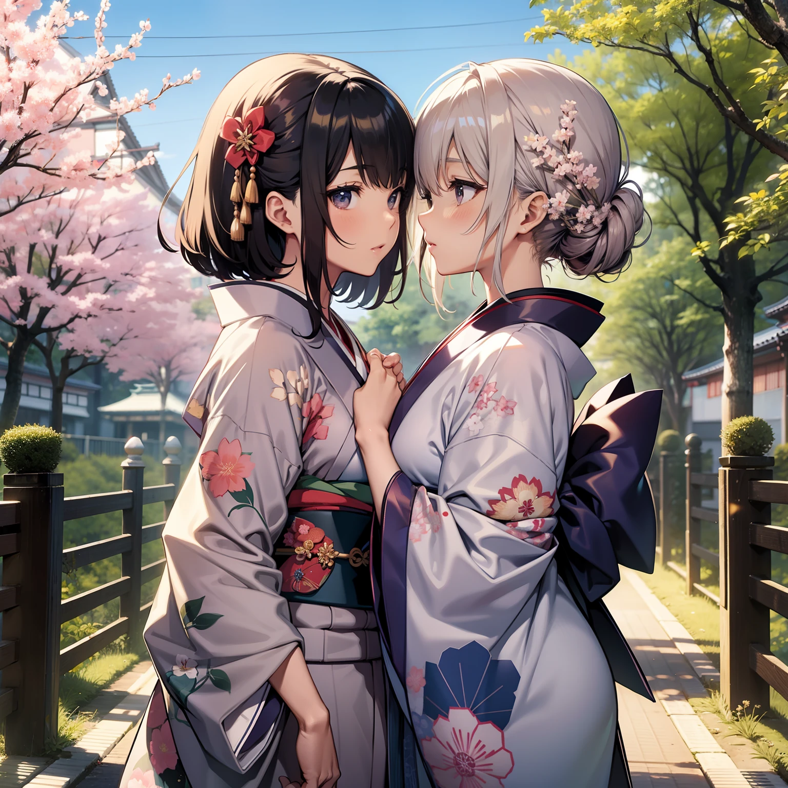 Japan wears kimono 2 shoujo sit and kiss shoujo face