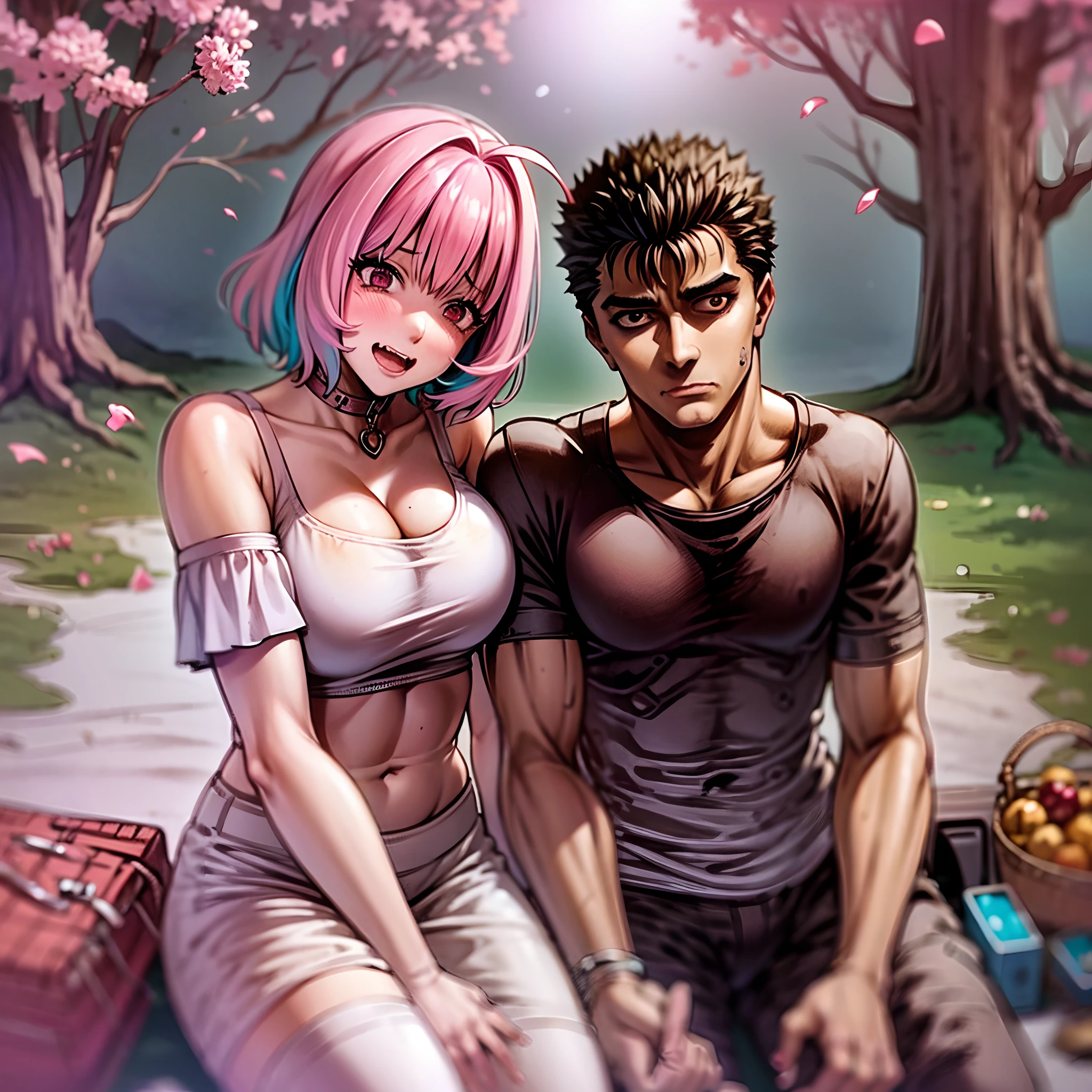 riamu, guts, couple, husband and wife, lovey dovey couple being happy in picnic