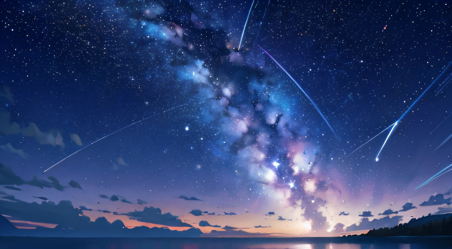 Top quality, super sanctions, fantastic, milky way, very beautiful starry sky, very beautiful universe, beautiful night sky, shooting star, beautiful comet