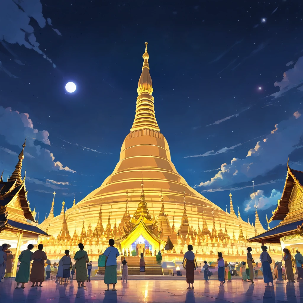 Shwedagon Pagoda, Shwedagon Pagoda at night、Shwedagon Pagoda lit up