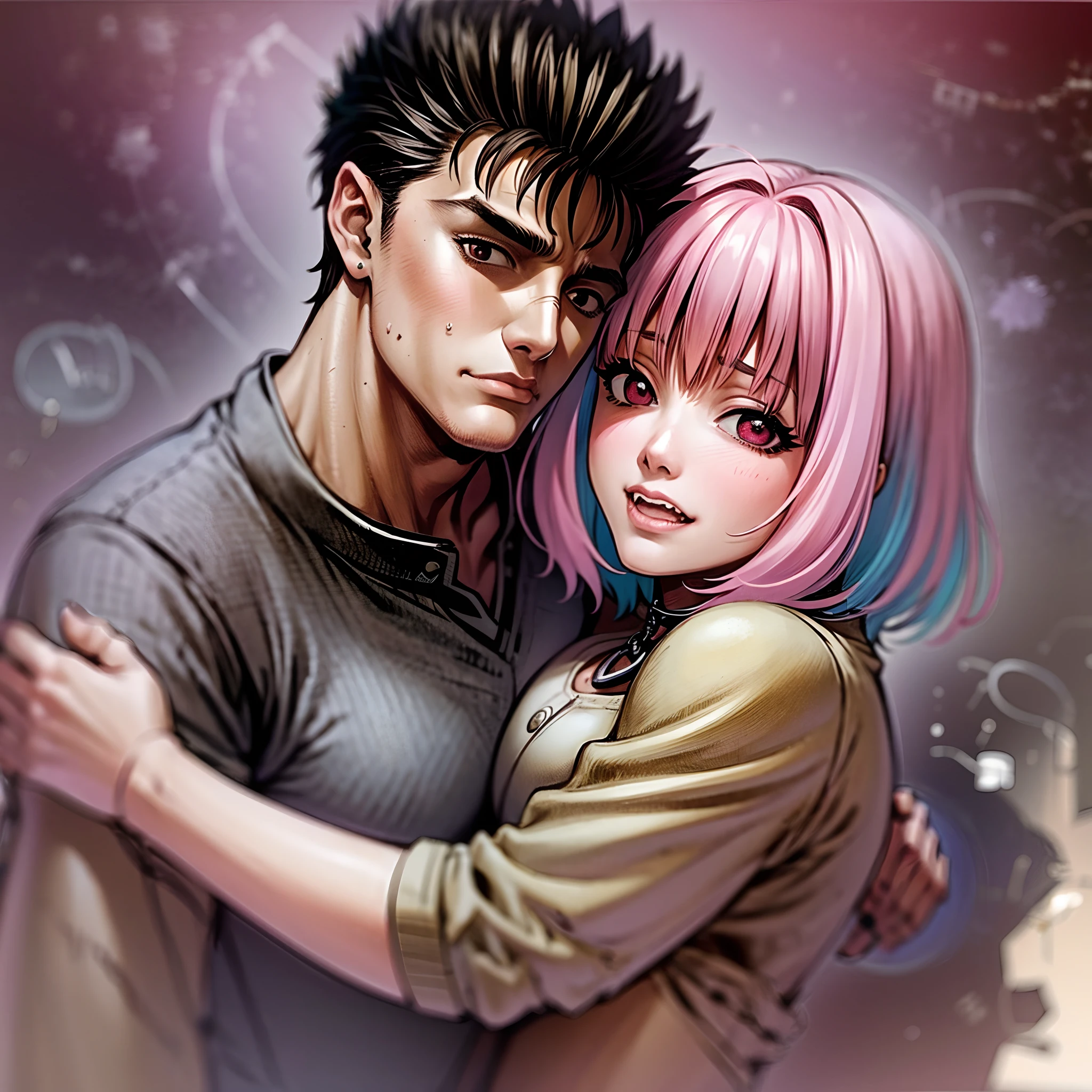 riamu, guts, couple, husband and wife, lovey dovey couple being happy in picnic, hug