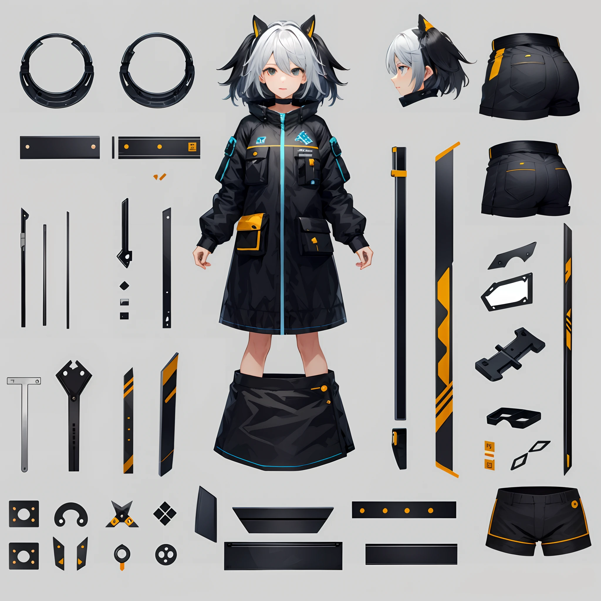 live2D character parts template, parts asset,live 2D vtuber model asset,