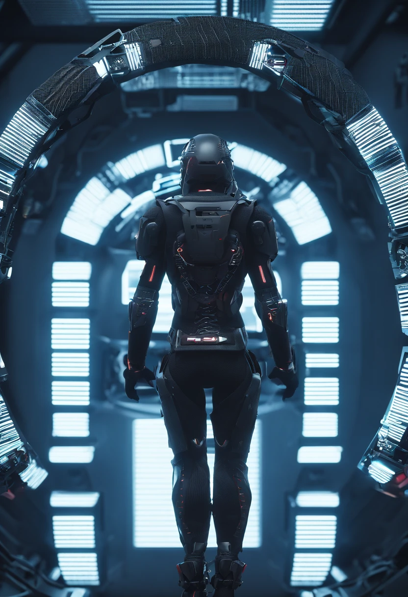 (Top image quality,A masterpiece of unparalleled detail,Cinematic texture): droid,((largeeyes:1.1, There is compassion in the deep eyes:1.4, Mechanical skeleton), (Red vibe:1.2, Furry ripples connected by wires:1.2, Abrasion texture:0.9)),Floating in space,The body is like a hollow,Look out the window,Aesthetics。