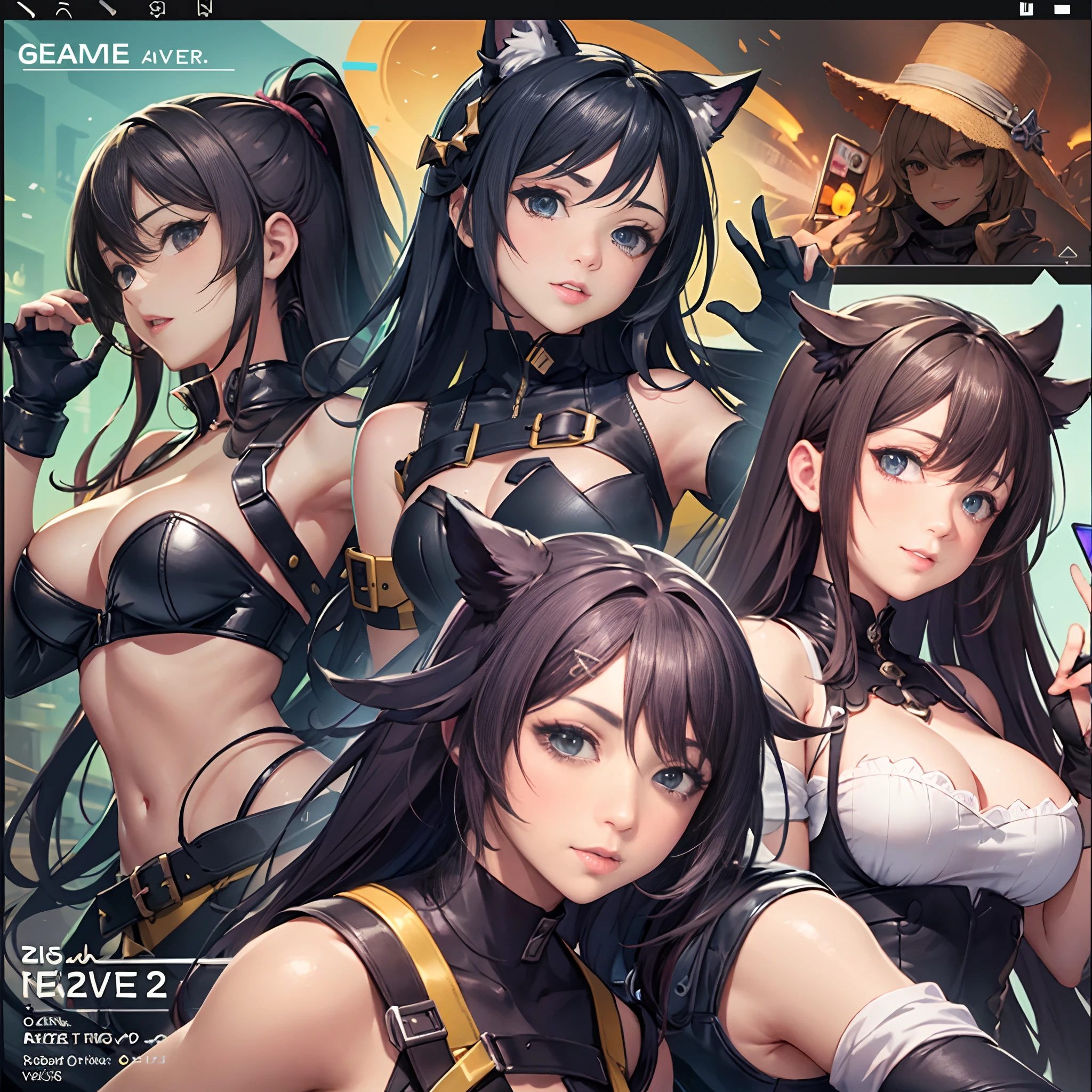 live2D character parts template, parts asset,live 2D vtuber model asset, Game character selection screen,