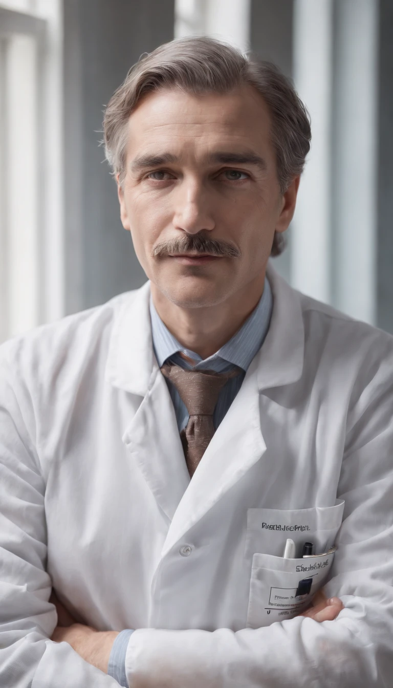 (super-detailed face, realistic lighting, vivid colors, high-resolution painting:1.1), genius, physics, blackboard, messy hair, intense gaze, iconic pose, aged, white lab coat, iconic mustache, deep wrinkles, piercing eyes, wise expression, scientific equations, historical figure, mathematical formulas, abstract background, scientific discovery, revolutionary scientist, black and white style