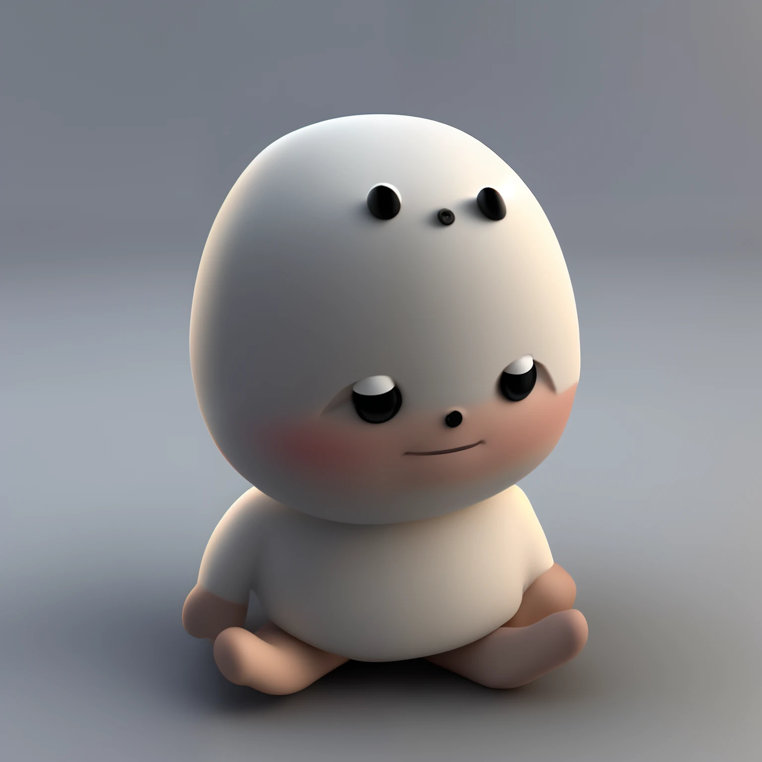3D model,simple,marshmallow,blacksmall eyes,one head high,looking at the camera,