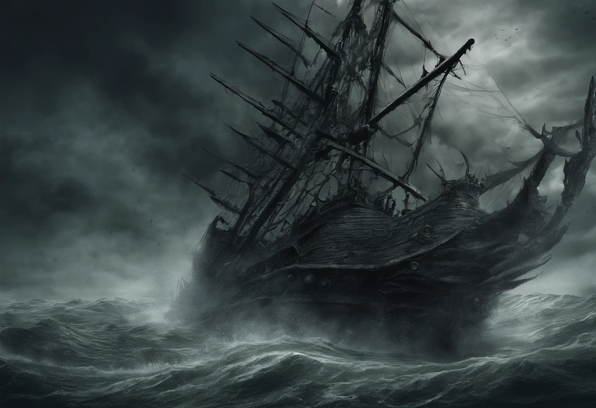 The terrifying kraken unleashes its fury, engulfing the ship in chaos.