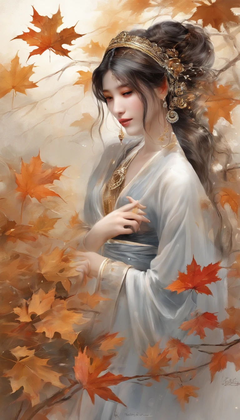 Beautiful Asian Goddess,Adorable round face,delicate and elastic skin,Speak with big shining eyes,2 twisted braids,Silky black hair,Stay at sea,No shoulder strap,One shoulder,robe blanche,lightweight, Material of thorns,cropped shoulders,Beautuful Women,Very happy smile,shy expression,(Mouth open),White teeth are exposed,Full body appearance,Look up your perspective,autumnal,leaves falling,fullmoon,Moonlight illuminates the body,(Noticeable light and shadow effects),(Optical particle tracing),(Side lighting ),(cinema4d),(Movie Lighting),(depth of field effect),(Unreal 5),(tmasterpiece),(8K分辨率),Photorealsitic,realisticlying