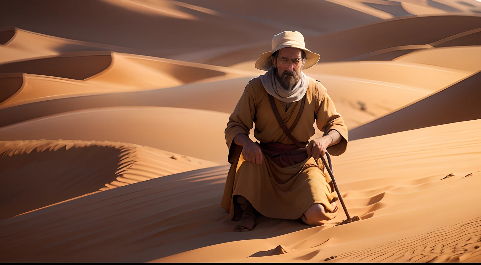 Create image of a high-definition peasant in an arid soil