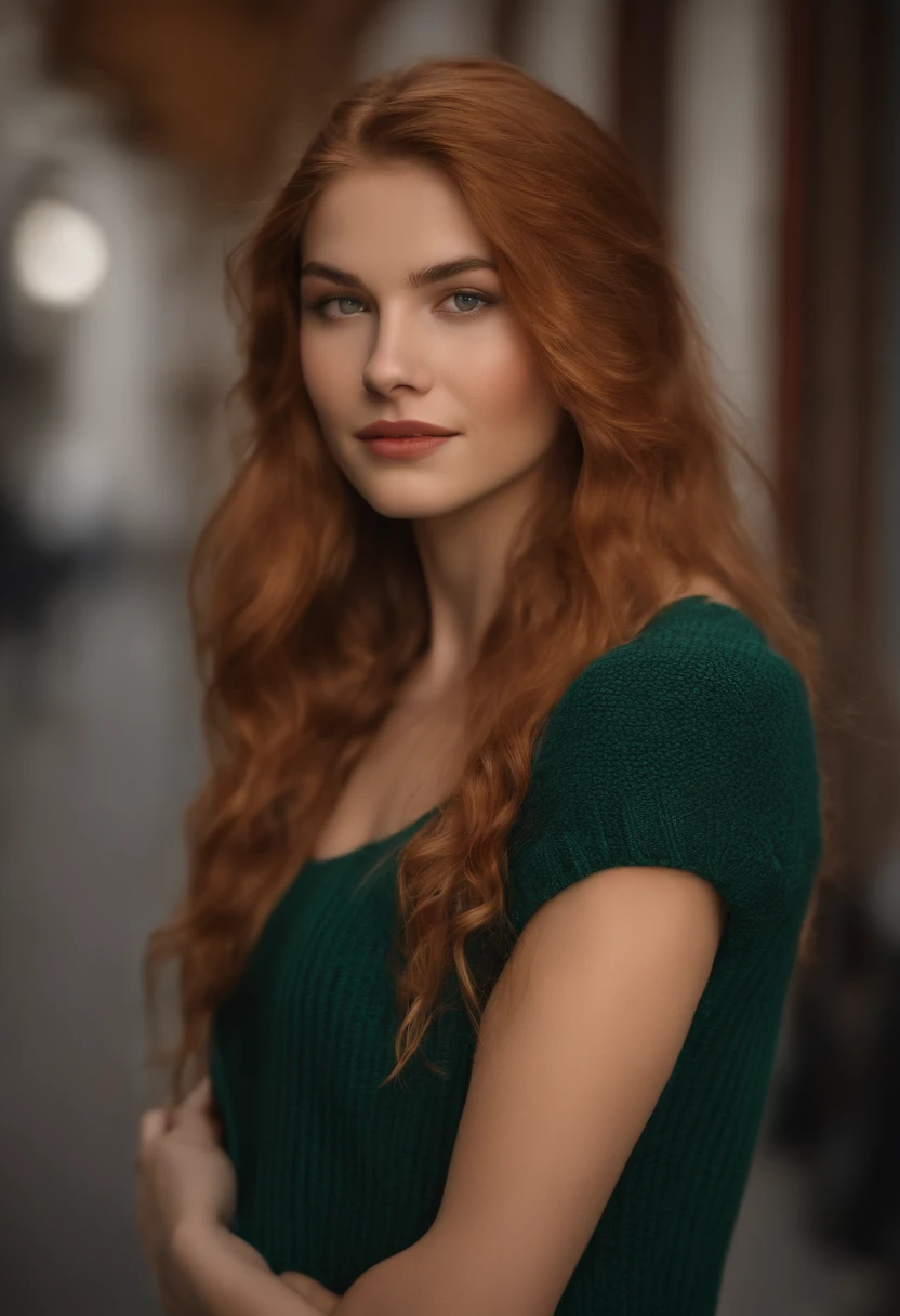 professionnel, (Photo 4k:1.1) (mise au point nette:1.3), High detail, Porter (pull en tricot:1.2), beautifull detailed face, Une jolie ado aux longs cheveux roux , Panasonic Lumix S Pro 50mm F/1.4, splash of color, dark orange and dark emerald, Ferrania P30, photo realist, (Jeune femme :1.3), (mignonet:1.1), (rougissant:1.1), Forme du corps du sablier, petit seins ronds, hanches mince, at university, 17ans, avec sac a dos
